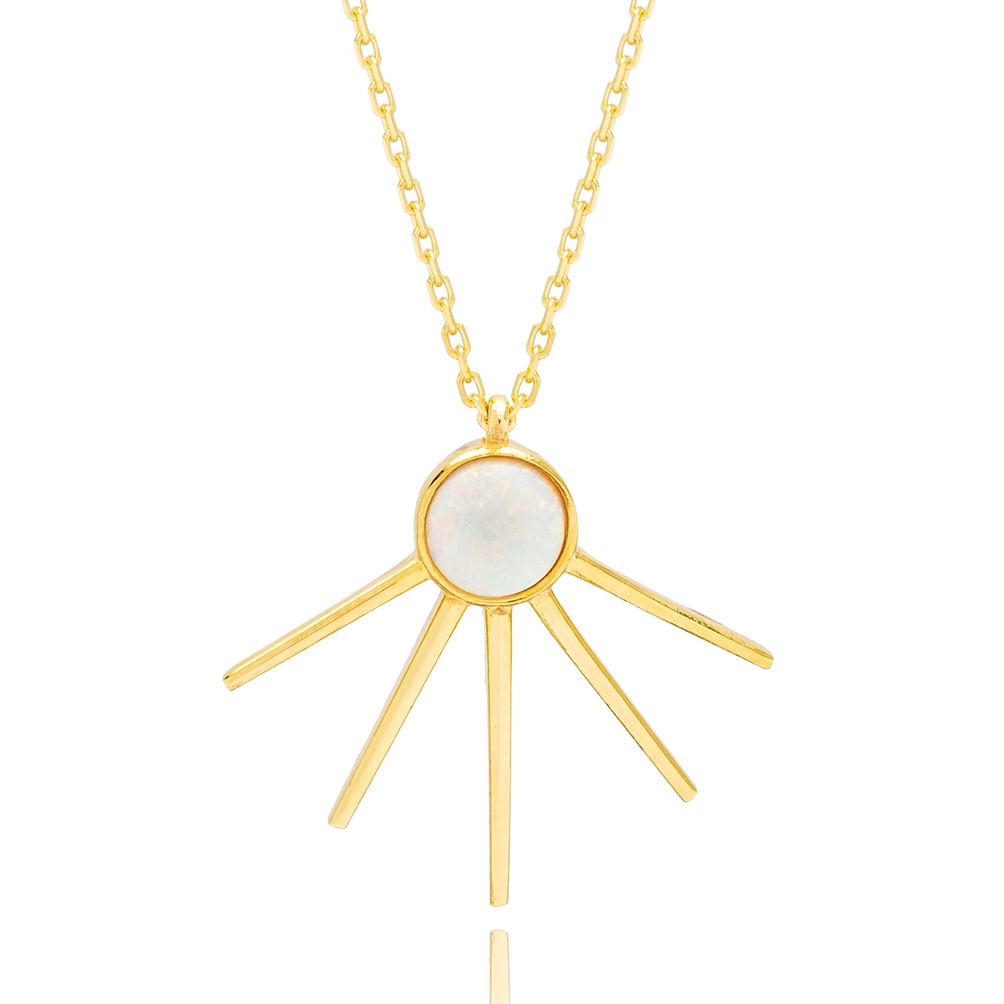 Sun White Opal Unique Necklace (Silver)